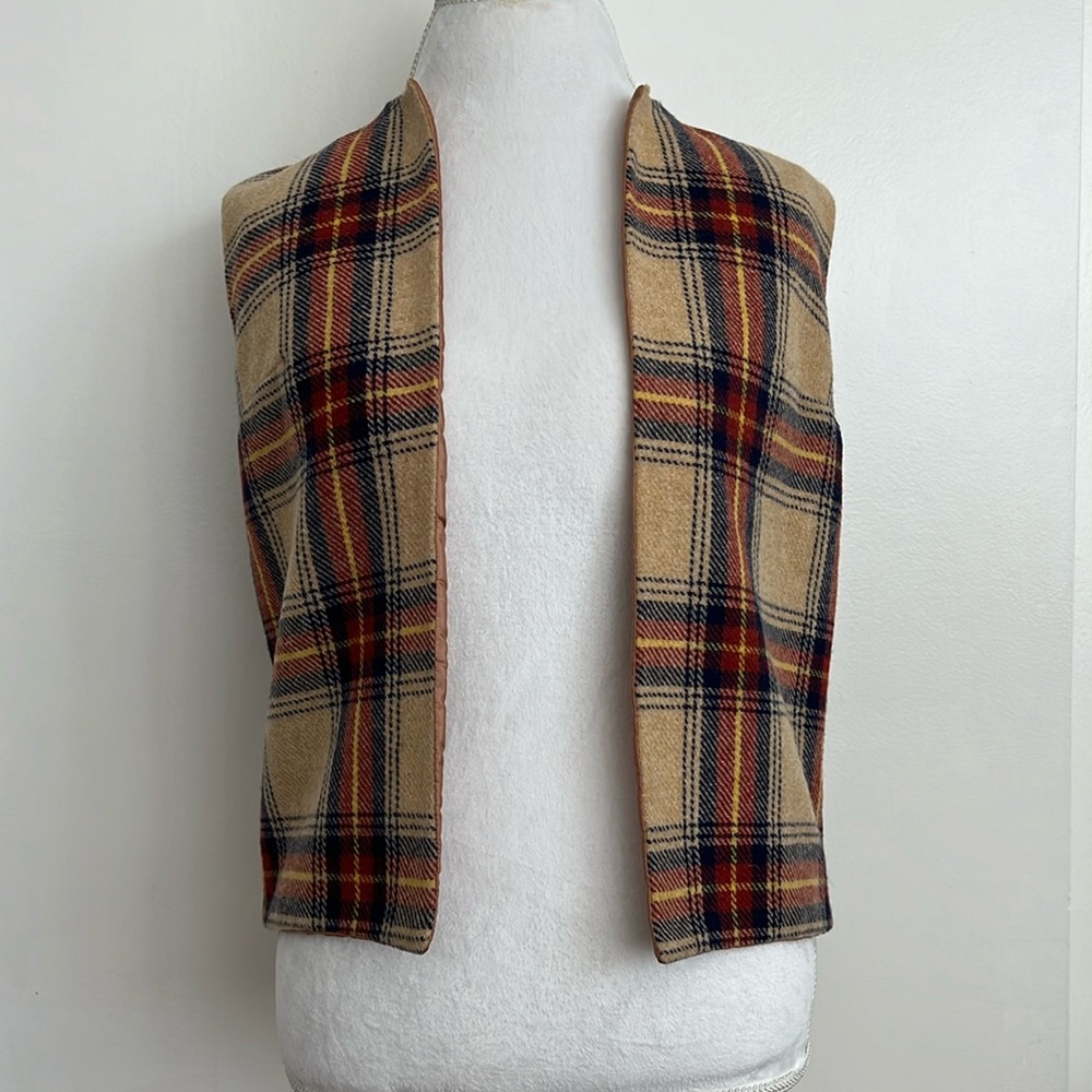 Plaid Wool Vest Women size S